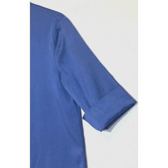 New Eileen Fisher Blue 100% Silk Button Oversized Shirt Blouse Top - Picture 8 of 10